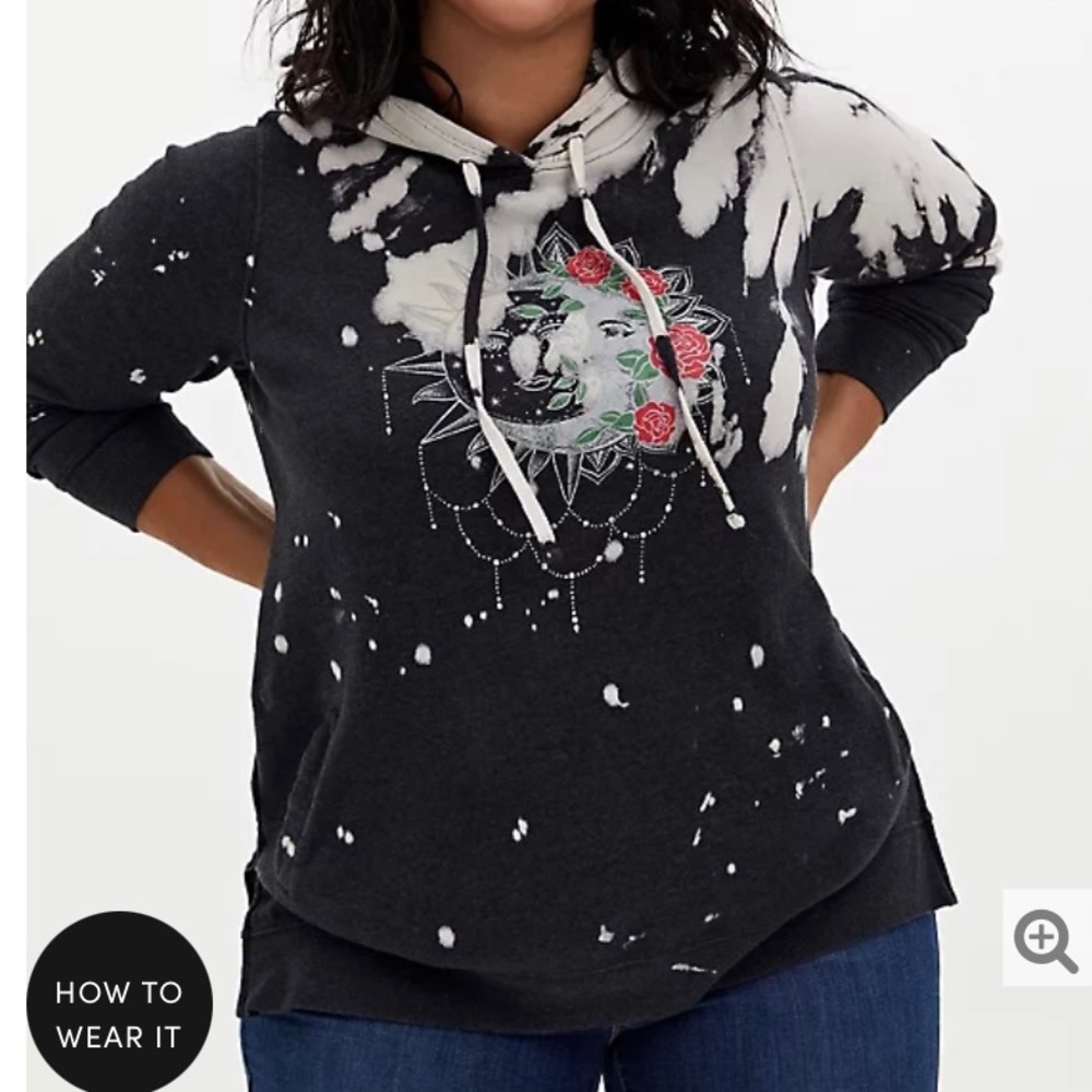 BNWT TORRID MOON SIDE ZIP TUNIC HOODIE